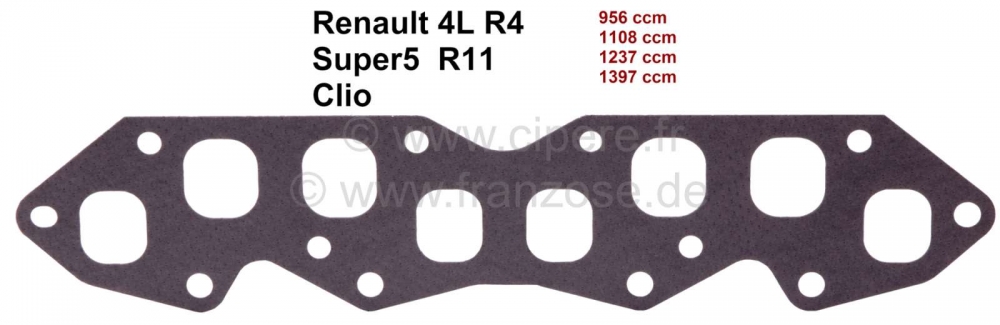 Renault - Spruitstukpakking voor inlaat- + uitlaatspruitstuk. Geschikt voor Renault Super5, Clio, R1