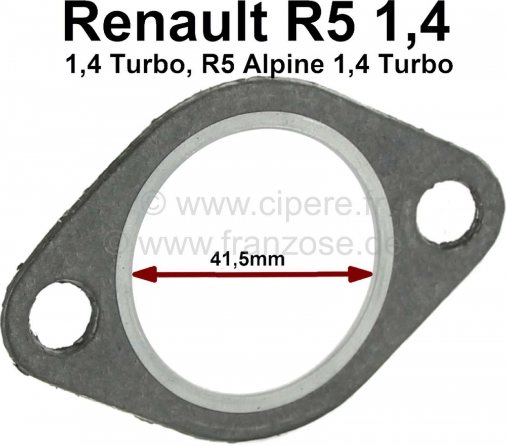 Renault - Y-pipe pakking. Geschikt voor Renault R5 1.4 + 1.4 Turbo. R5 Alpine 1.4 Turbo. Per stuk! B