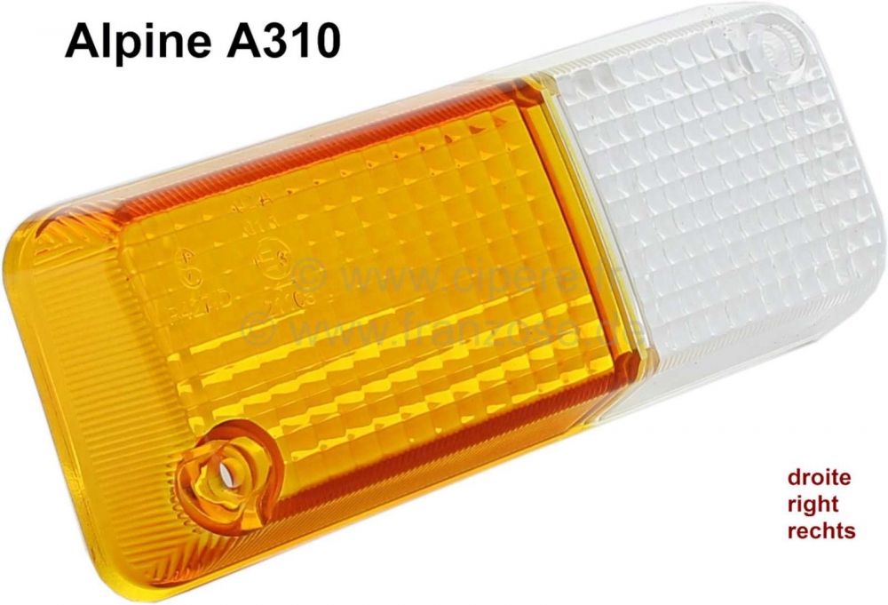 Alle - A310, richtingaanwijzerkap rechts. Geschikt voor Renault Alpine A310 V6 + Renault R12.