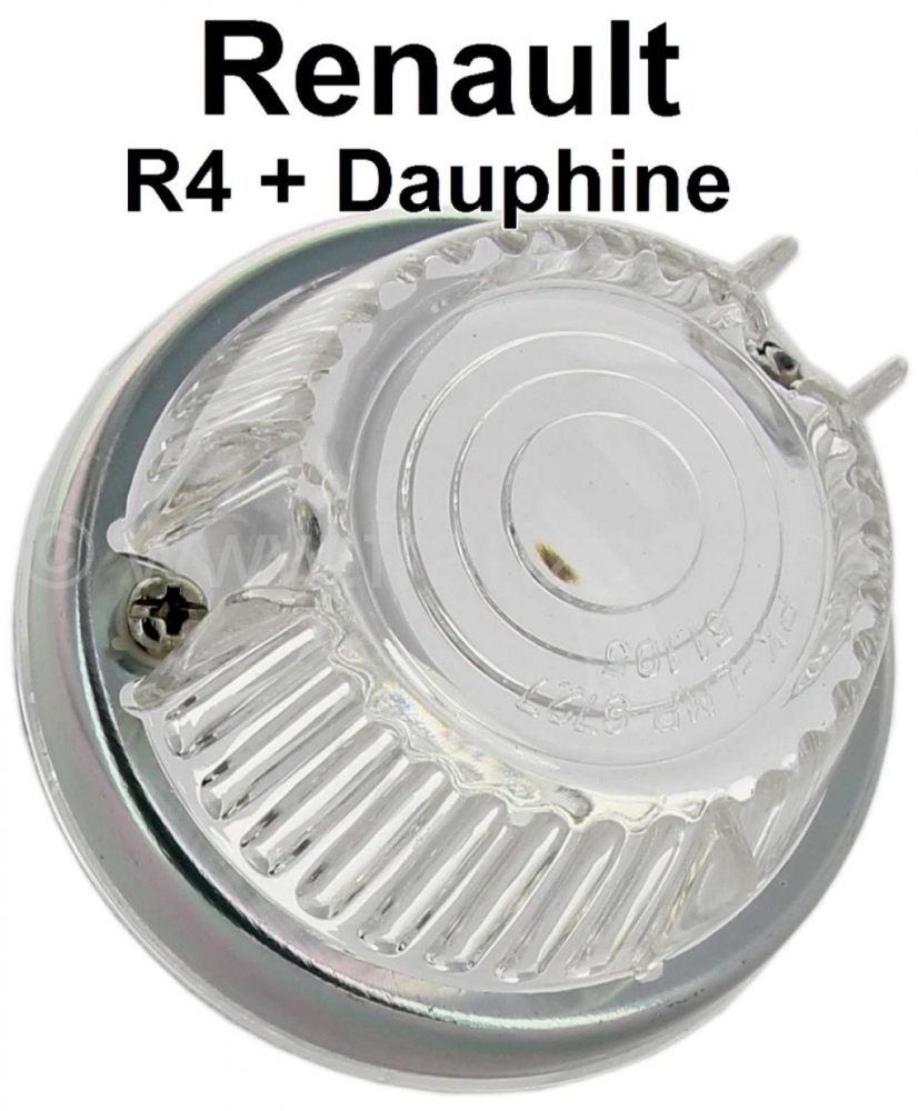 Renault - R4/Dauphine, voorste knipperlichtkap (met sierring), voor ronde knipperlichten. Geschikt v