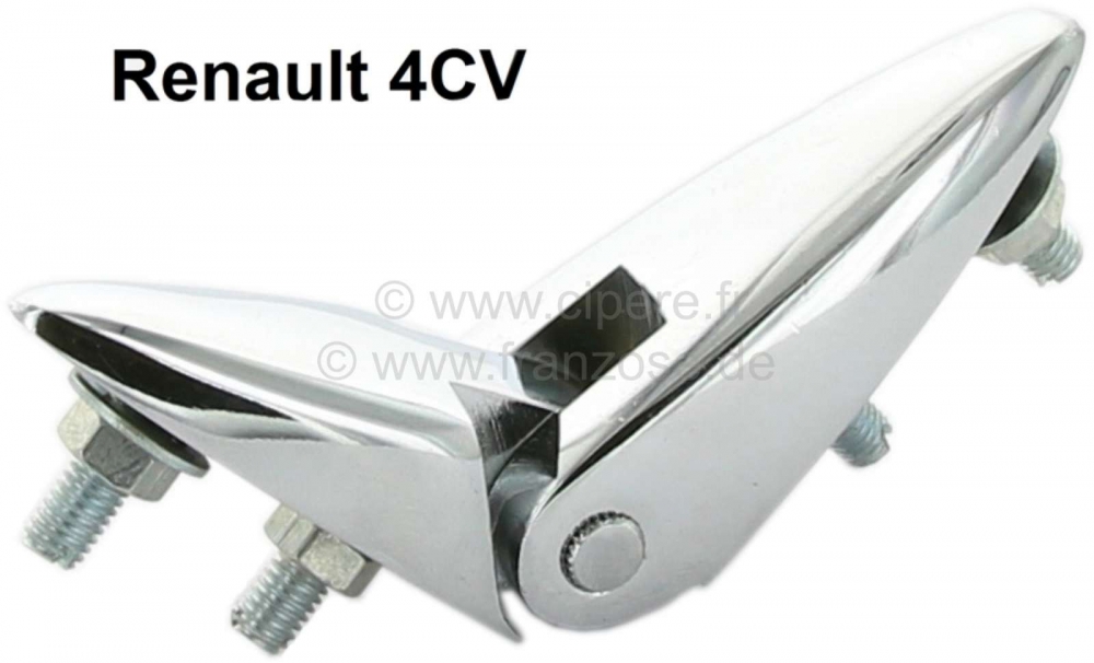Renault - 4CV, motorkapscharnier (per stuk), verchroomd. Geschikt voor Renault 4CV. Of. Nr. 9.900.11