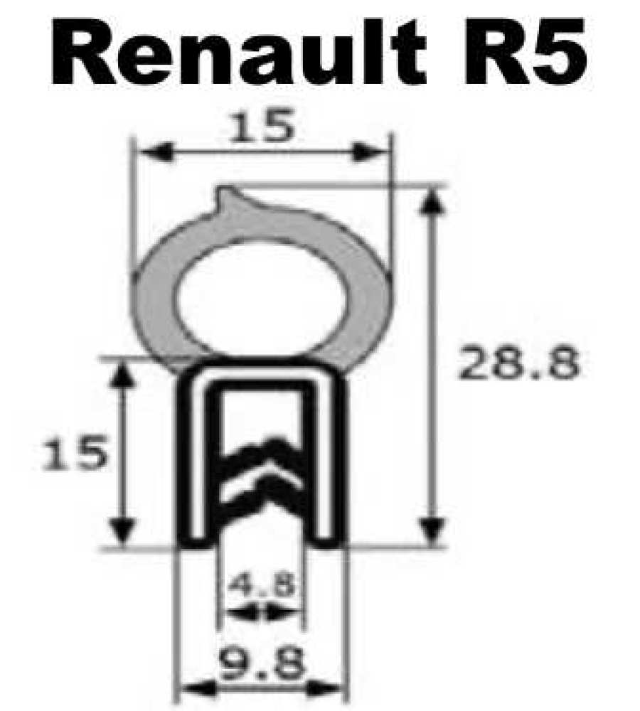 Sonstige-Citroen - R5, kofferafdichting, per meter. Geschikt voor Renault R5 (Fase 1). Totale breedte: 15,0 m