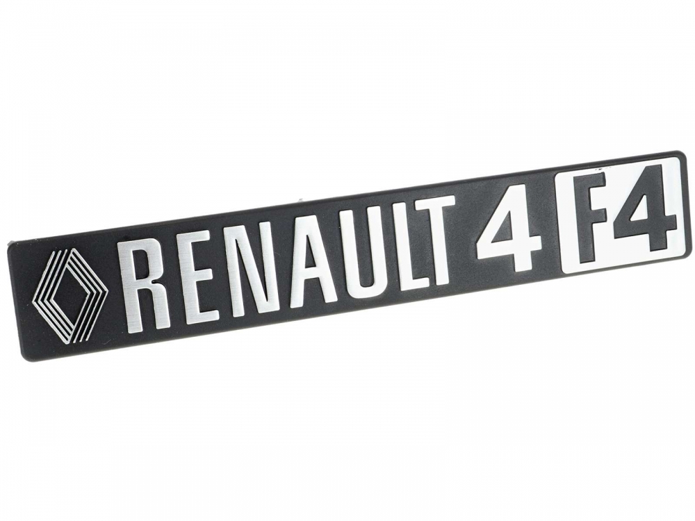 Renault - R4 F4, Renault R4 F4 embleem (1 serie), gemaakt van kunststof. Het embleem wordt op de ach