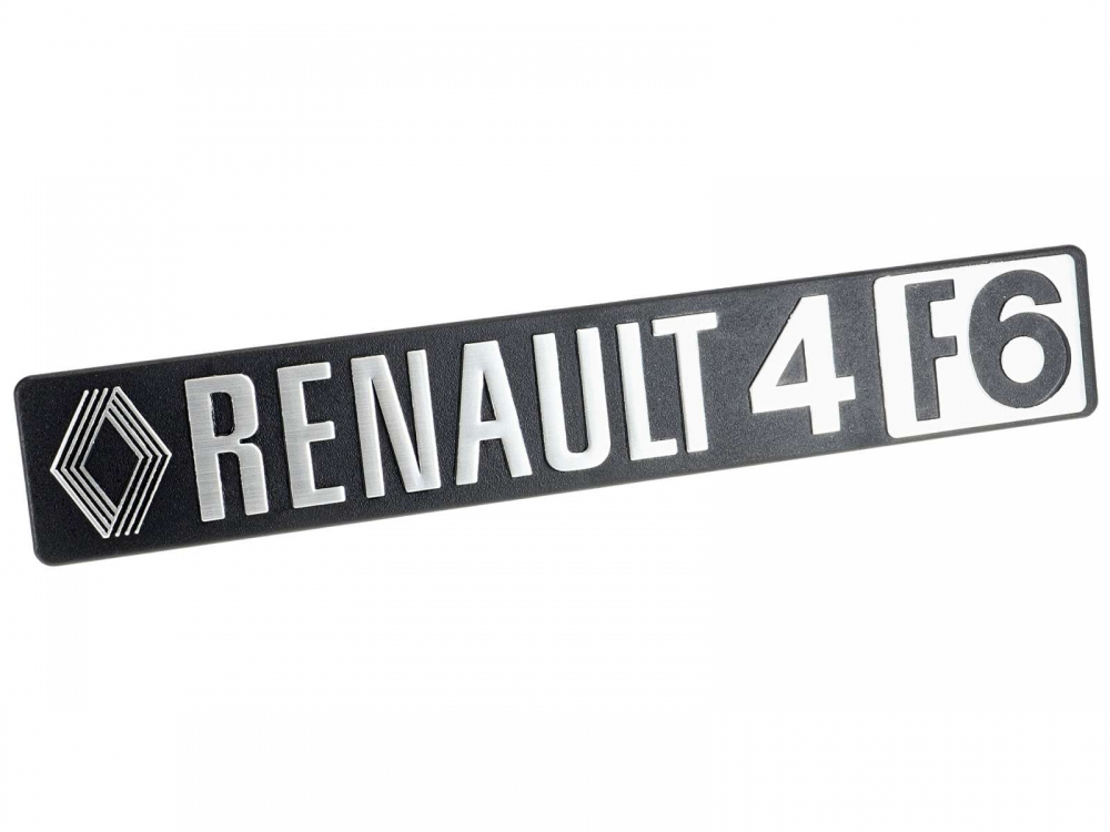 Renault - R4 F6, Renault R4 F6 embleem (1 serie), gemaakt van kunststof. Het embleem wordt op de ach