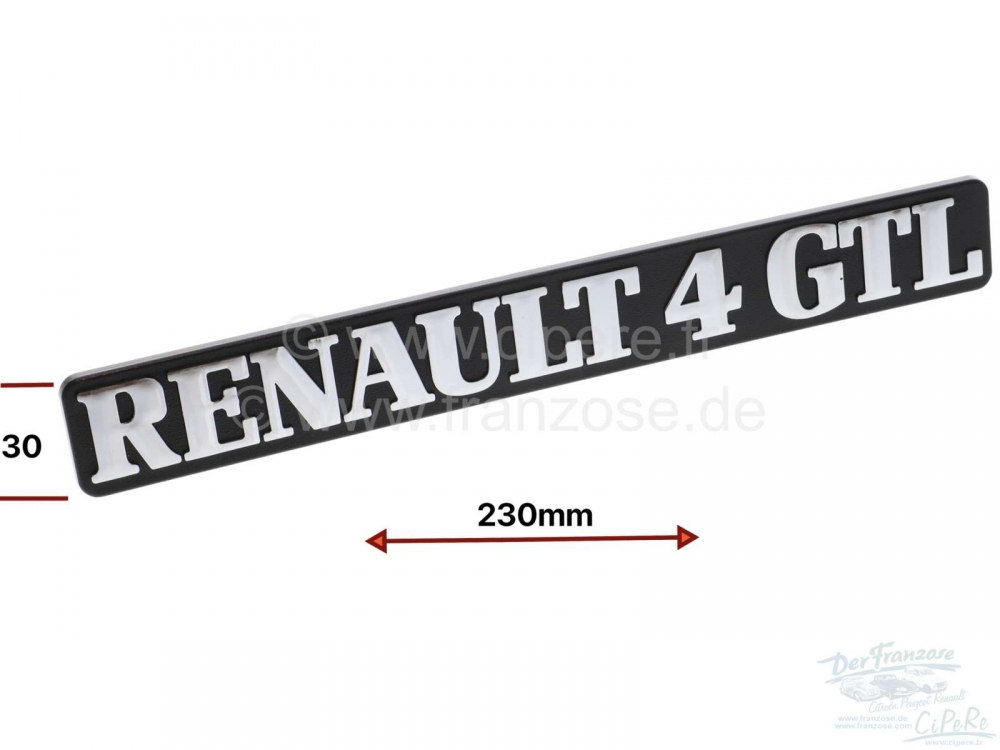 Renault - R4, Renault R4 GTL embleem, gemaakt van kunststof. Het embleem is gemonteerd op de achterk