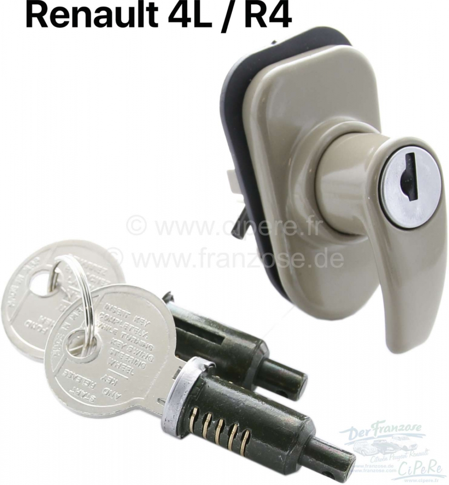 Renault - R4, kofferslot (achterklepslot, handgreep)) + 2x deurslot. Geschikt voor Renault R4 + R4L.