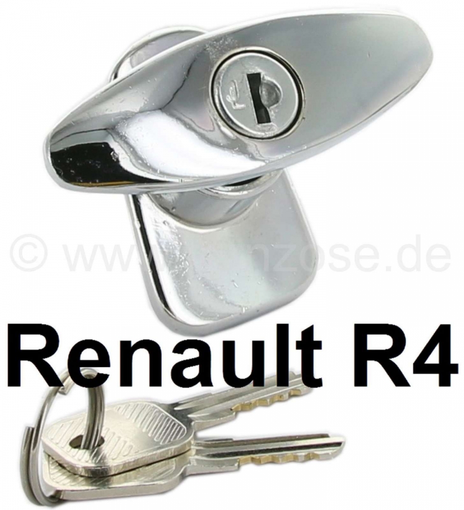 Alle - R4, kofferslot (achterklepslot, handgreep) buiten, verchroomd. Geschikt voor Renault R4.