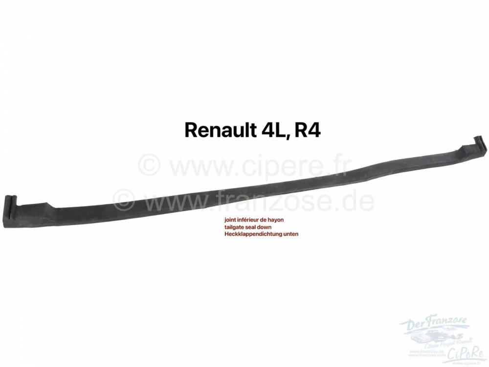 Renault - R4, onderste achterklepafdichting, reproductie. Geschikt voor Renault R4 berline! Je moet 