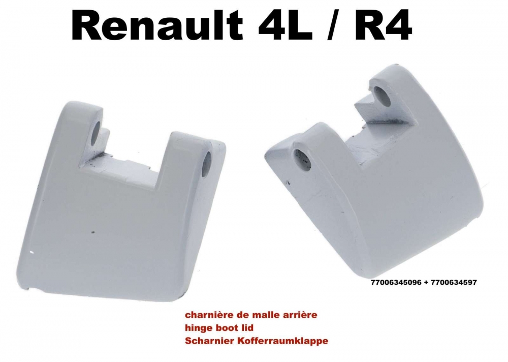 Renault - R4, scharnier voor kofferdeksel (links + rechts). Geschikt voor Renault R4 berline. Deze s