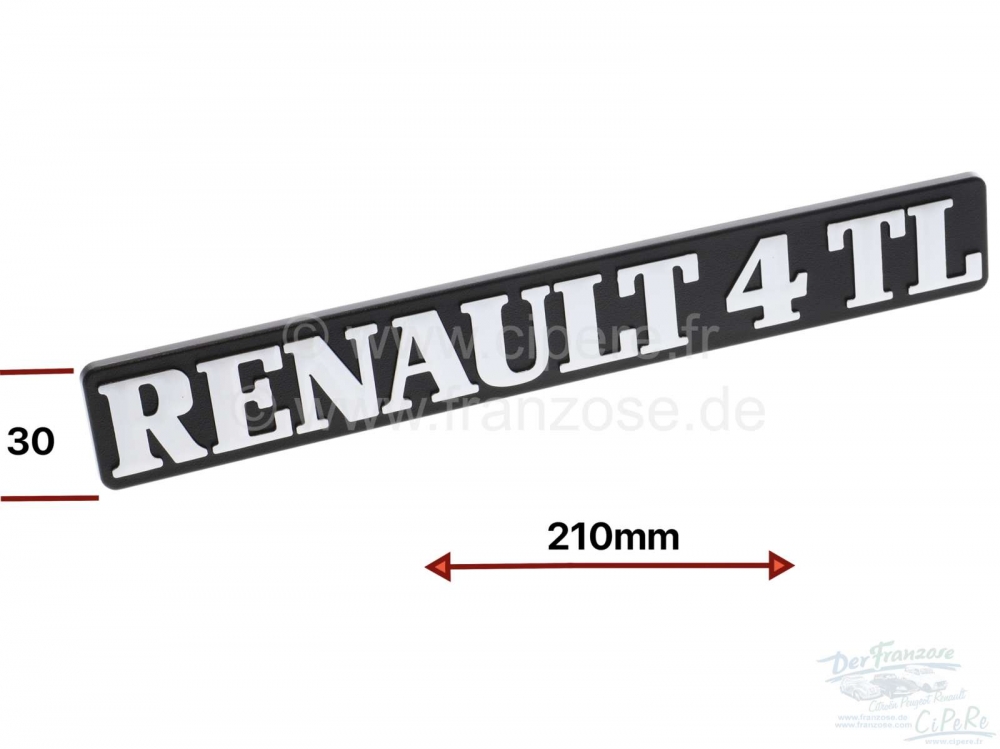Renault - R4, Renault R4 TL embleem, gemaakt van kunststof. Het embleem is gemonteerd op de achterkl