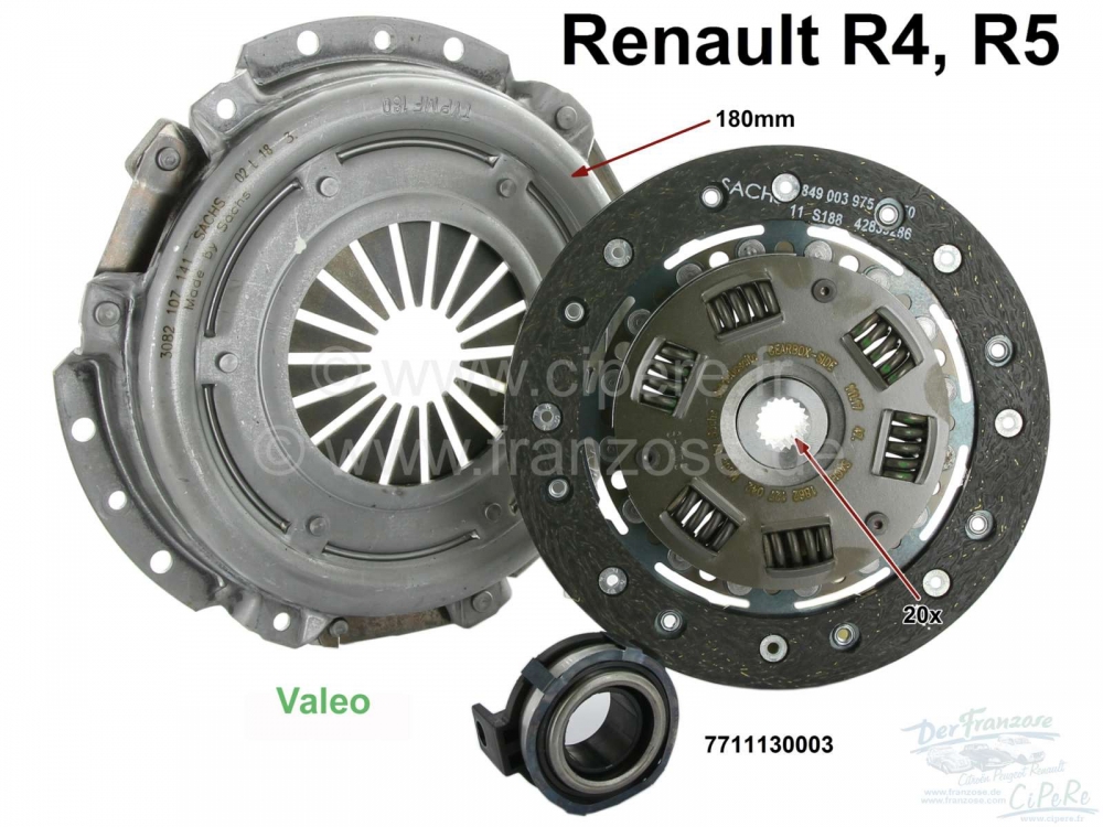 Alle - Koppeling compleet. Geschikt voor Renault R4 (956cc + 1108cc), van 1977 tot 1992 (R1128, 1