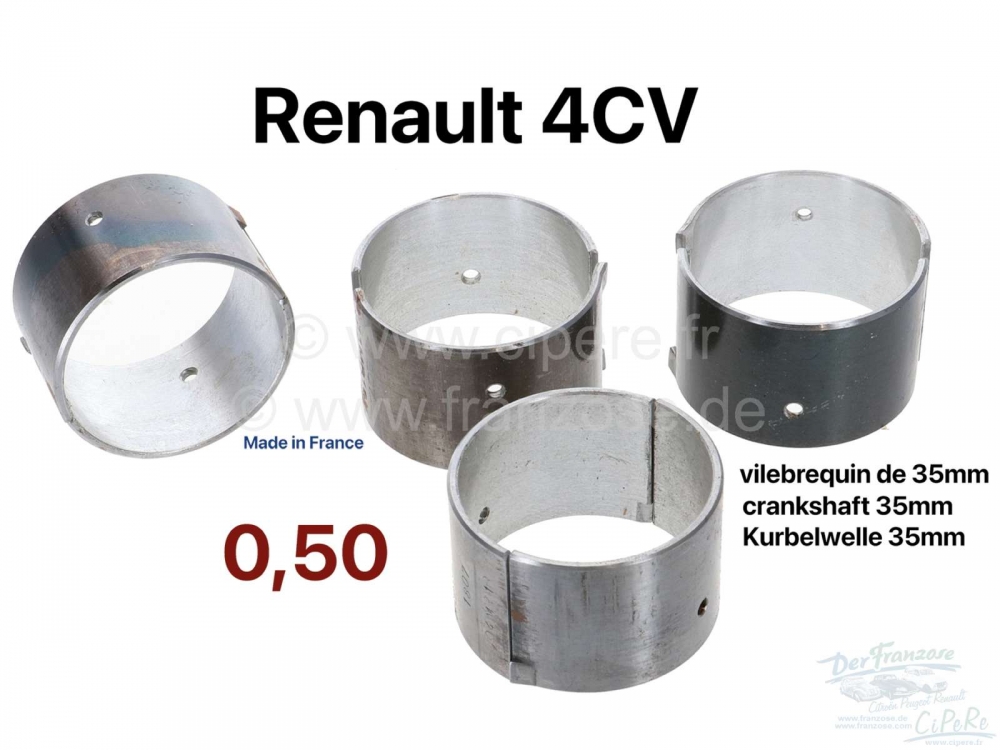 Renault - 4CV, drijfstanglager (complete set). Geschikt voor Renault 4CV (1 serie, voor krukas 35mm)