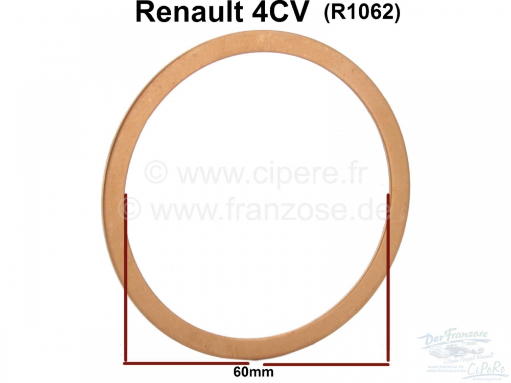Renault - Afdichtringen (basisafdichting) gemaakt van koper. Diameter: 60,0 mm. Geschikt voor de vol