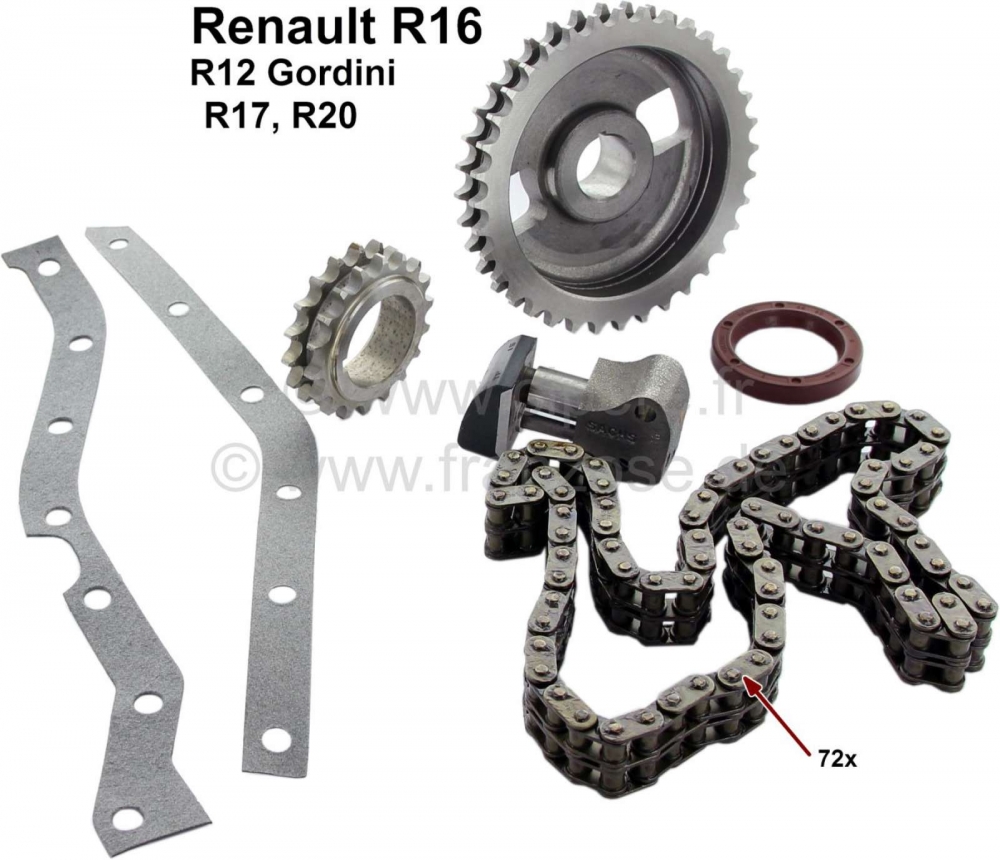 Renault - R16/R12Gordini/R17/R20. Distributiekettingset, bestaande uit distributieketting duplex - 7