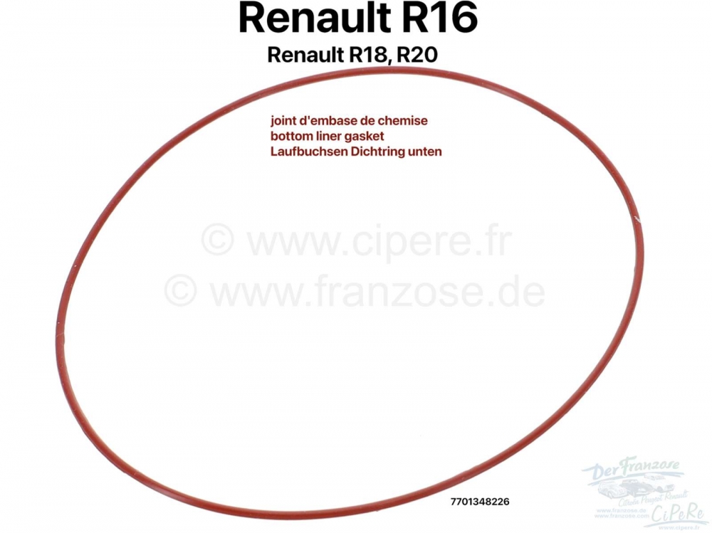 Renault - R16/R18/R20, onderste voeringafdichting (voetafdichting). Geschikt voor Renault R16 TA (01