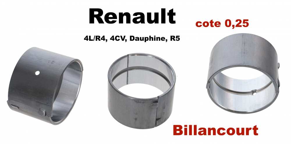 Renault - R4/4CV/Dauphine/R5, krukaslager (3 lagers, B = Billancourt). 1 overmaat (+0,25). Breedte: 