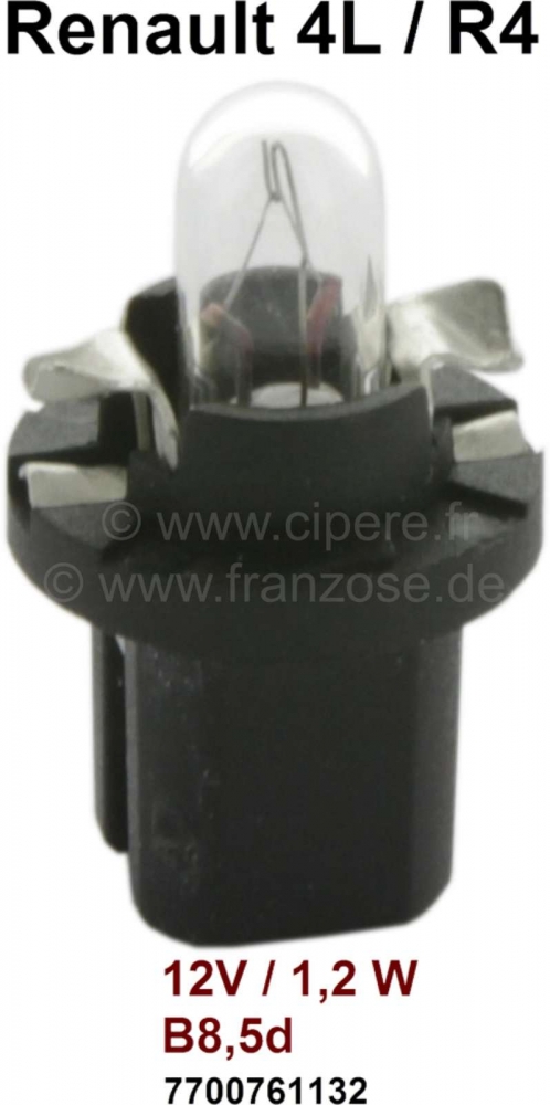 Alle - Lamp 12 Volt, 1,2 Watt. Lampvoet B8.5d. Fabrikant: Osram. Geschikt voor Renault R4 snelhei