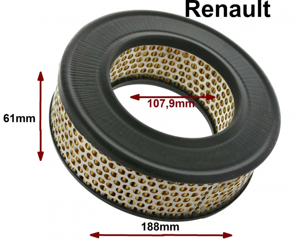 Alle - Luchtfilterinzetstuk (Lautrette-systeem). Geschikt voor Renault R4 (0.8L).  Buitendiameter