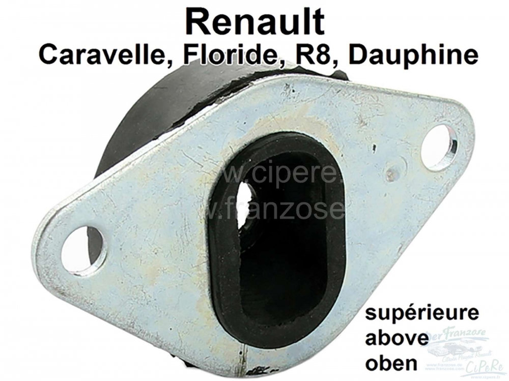 Renault - Dauphine/R8/Caravelle, bovenste transmissiebevestiging, per stuk. Geschikt voor Renault Da
