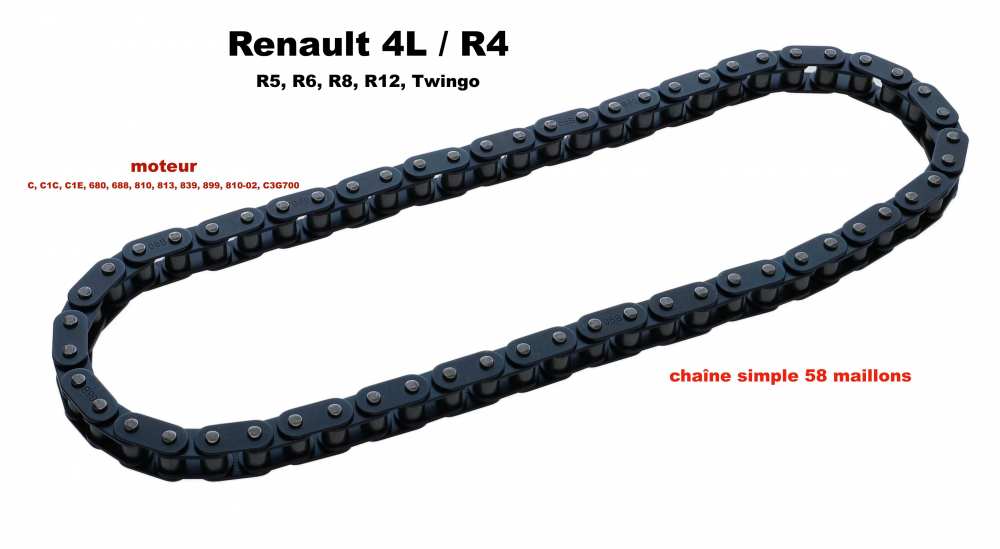 Renault - R4/R5/R6/R8/R12/Alpine, distributieketting 58 schakels (Simplex-ketting). Geschikt voor Re