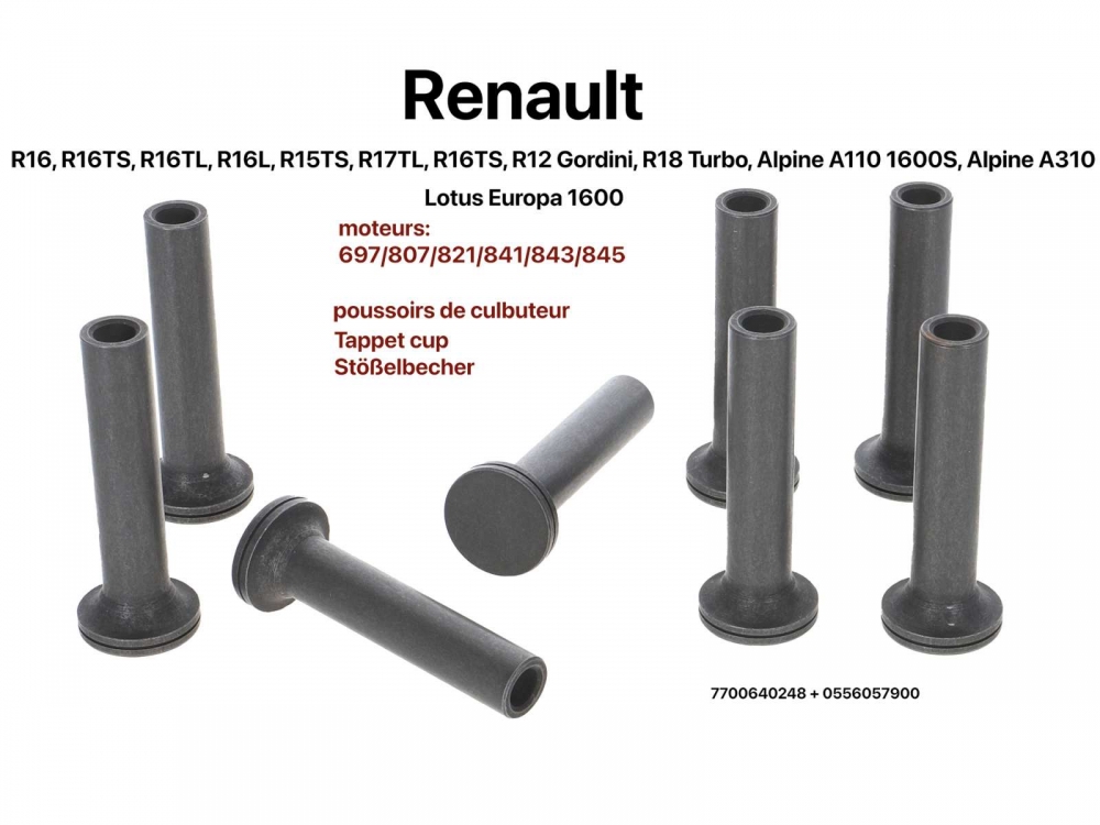 Renault - Set klepstoterbeker (8 stuks) voor Renault-motoren 697/807/821/841/843/845. De klepstoterb