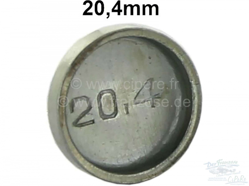 Alle - Vorststop (afsluitdop voor kerngat). Diameter: 20,4 mm. Geschikt voor Renault R4. Of. Nr. 