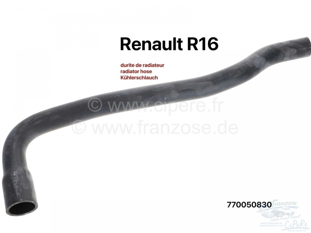Renault - R16, radiatorslang links, geschikt voor Renault R16. Of.nr. 770050830.