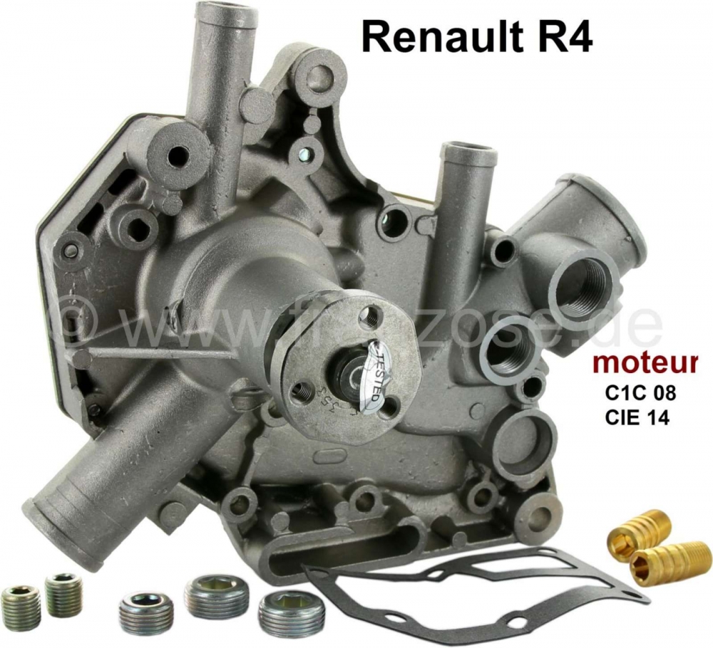 Alle - R4 GTL, Renault R4 waterpomp. Geschikt voor R4 GTL (R112C). Motor C1C08. R4 (R1128), motor
