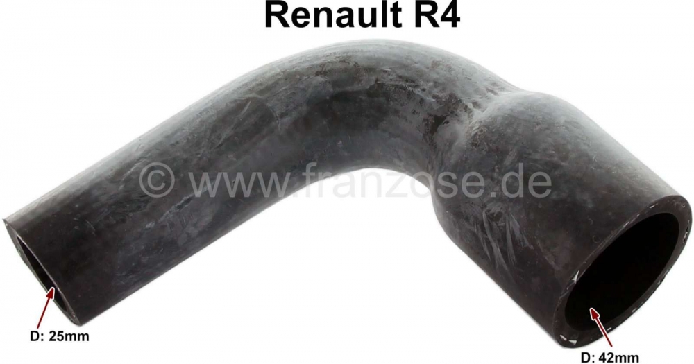 Renault - R4, toevoerslang radiateur. Geschikt voor Renault R4, tot modeljaar 1970 voor R1120-23. Va
