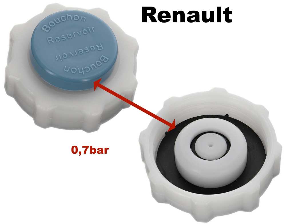 Renault - R4/R5, expansievat radiateurdop, blauw, 0,70 bar. Geschikt voor Renault R4 met 0,8/1,1 lit