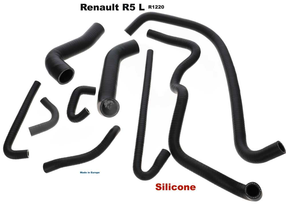 Renault - R5, radiatorslangset. Bestaande uit 9 radiatorslangen. Geschikt voor Renault R5 L (type R1