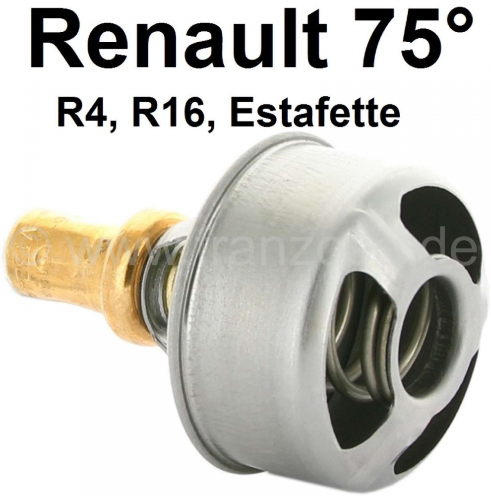 Renault - Thermostaat 75°. Geschikt voor Renault R4, van 1963 tot 1990 (845ccm + 1108ccm). Renault 