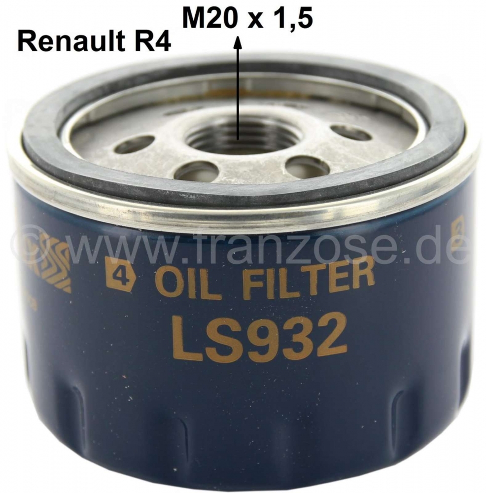 Renault - Oliefilter (LS309). Schroefdraad: M20 x 1,5, geschikt voor Renault R4 (112, 1128, S128, 23