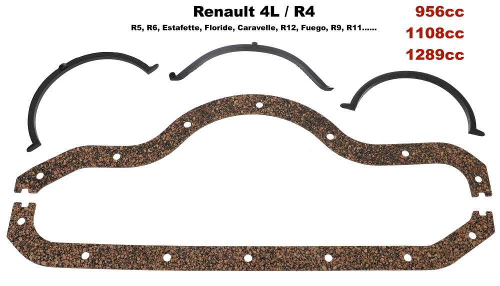 Renault - Carter pakkingset. Motor: 956cc + 1108cc + 1289cc. Geschikt voor Renault R4, R5, R6, Flori