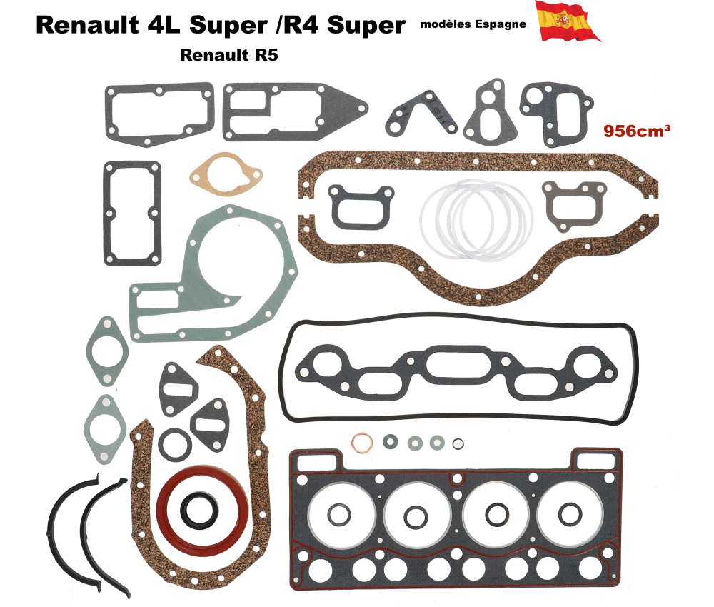 Renault - R4, complete motorpakkingset, inclusief oliekeerringen. Geschikt voor Renault R4, Super (9
