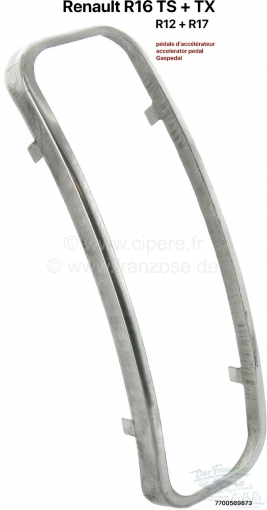 Renault - Pedaalrubber chromen frame voor het gaspedaal. Geschikt voor Renault R16 TS + TX. Renault 