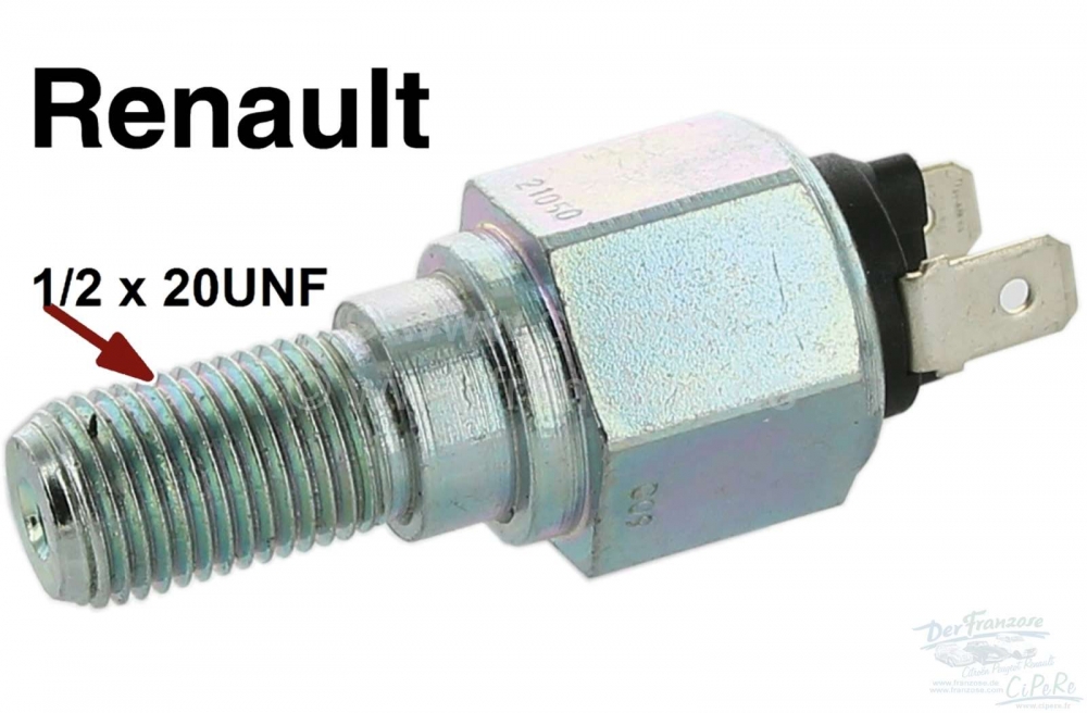 Peugeot - R4/R8R10/Dauphine, remlichtschakelaar in hoofdremcilinder. Schroefdraad: 1/2 x 20UNF. Gesc