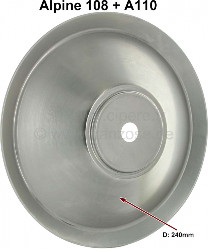 Renault - Alpine, roestvrijstalen naafdop. Geschikt voor Renault Alpine 108 + A110