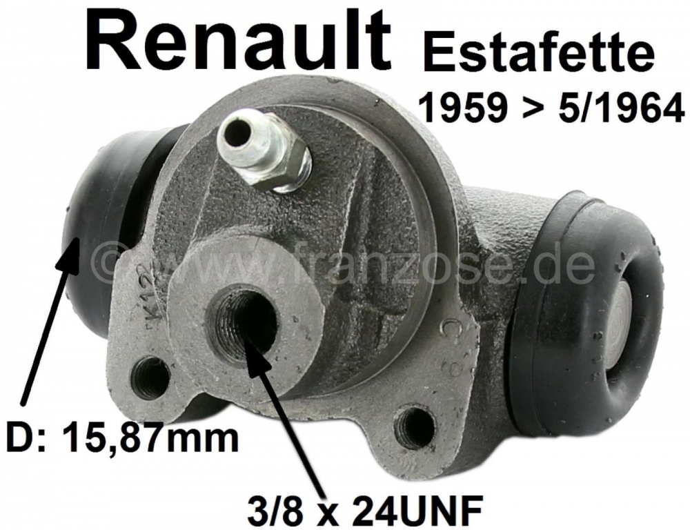 Renault - Estafette, remcilinder achterwiel (past links + rechts). Zuiger diameter: 15.87mm. Geschik