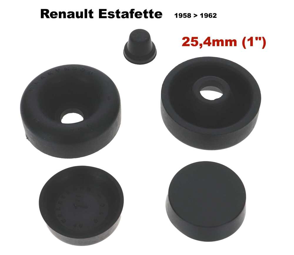 Renault - Estafette, wielremcilinder afdichtingsset, voor. Zuiger diameter: 25,4mm (1 inch). Geschik