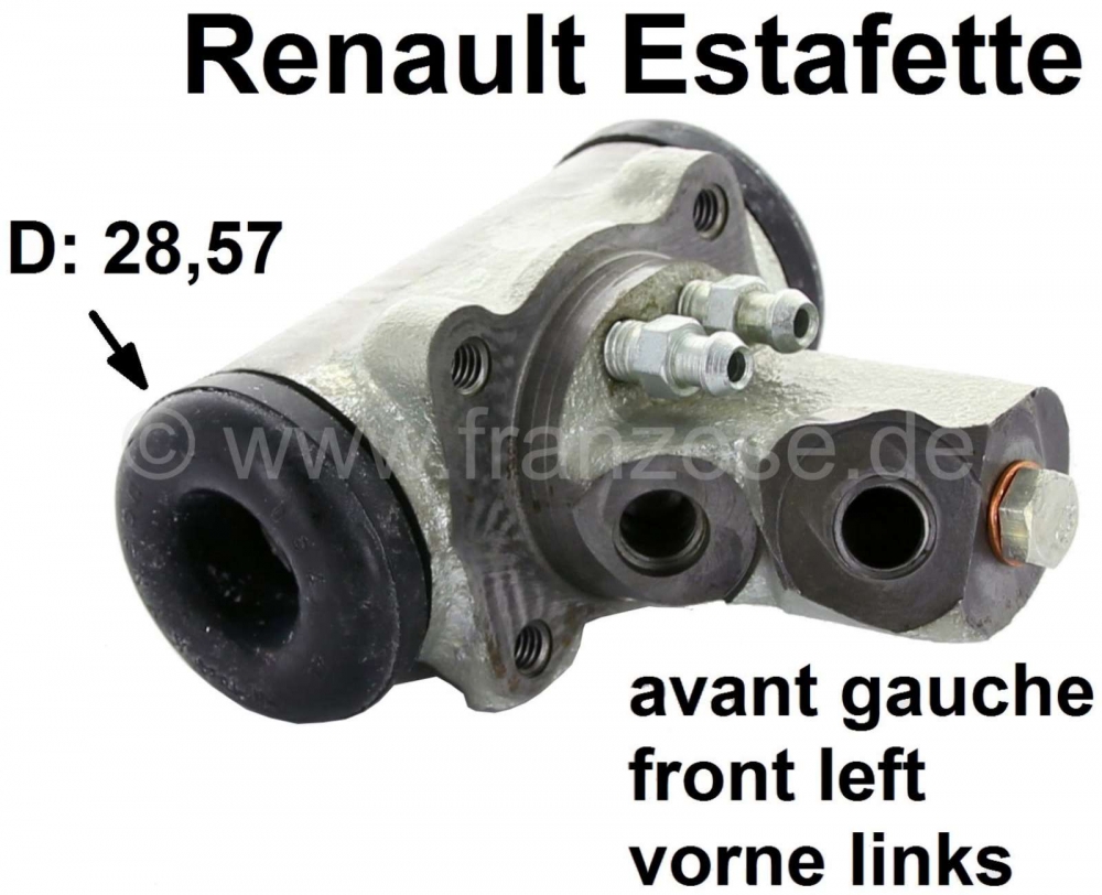 Renault - Estafette, wielremcilinder linksvoor. Geschikt voor Renault Estafette. Zuiger diameter: 28