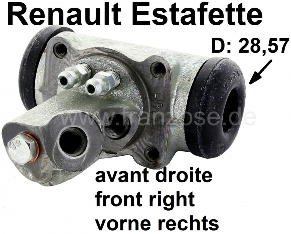 Renault - Estafette, wielremcilinder rechtsvoor. Geschikt voor Renault Estafette. Zuiger diameter: 2