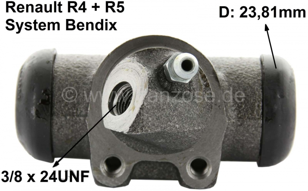Renault - R4/R5, wielremcilinder, rechtsvoor. Remsysteem: Bendix. Geschikt voor Renault R4 (R1123, R