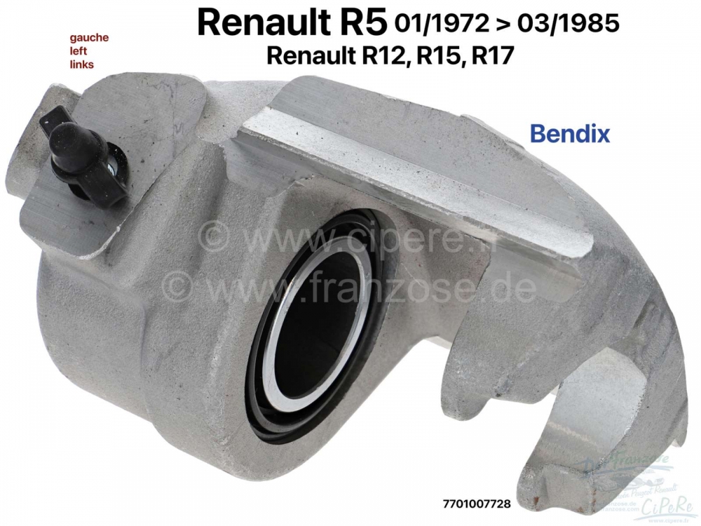 Alle - R5/R12/R15 linker remklauw voor. Bendix systeem. Zuiger diameter: 48mm. Nieuw onderdeel. G