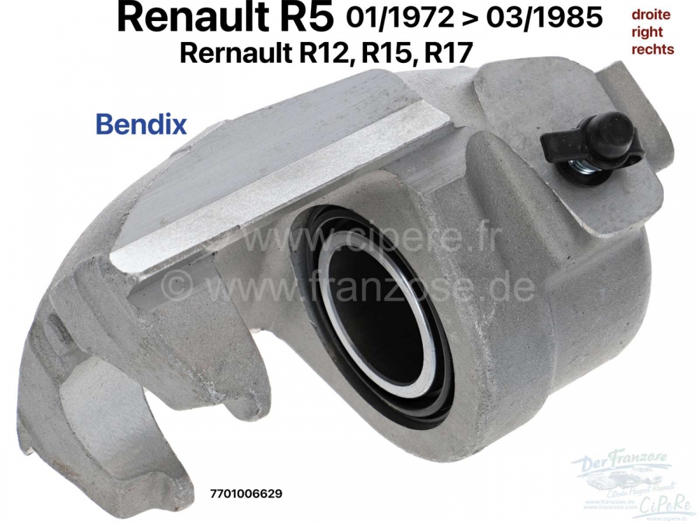 Sonstige-Citroen - R5/R12/R15 remklauw rechtsvoor. Bendix systeem. Zuiger diameter: 48mm. Nieuw onderdeel. Ge