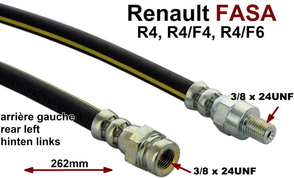 Renault - R4 FASA, remslang linksachter (korte versie). Geschikt voor alle Renault (FASA) R4, R4/F4,