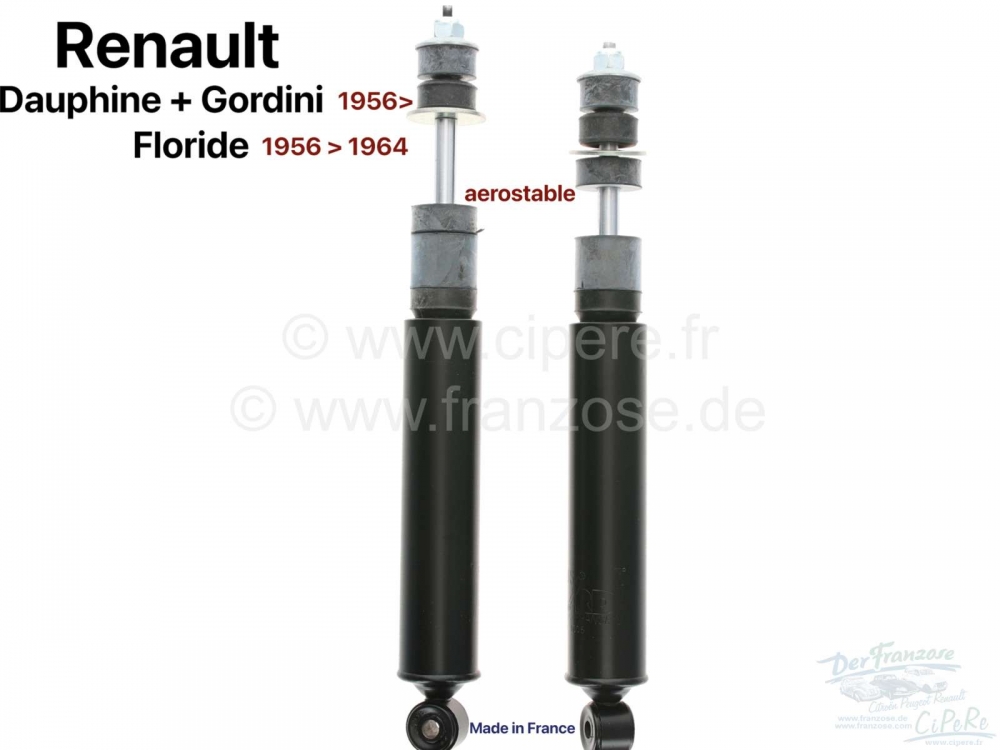 Renault - Dauphine/Floride, voorste schokdemper (2 stuks). Geschikt voor Renault Dauphine aerostable