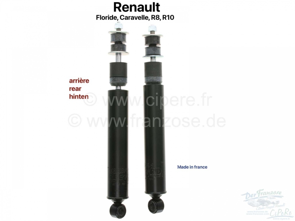 Renault - Floride/Caravelle/R8, achterschokbreker (2 stuks). Geschikt voor Renault Floride + Caravel