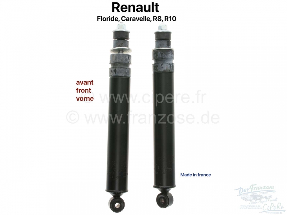 Renault - Floride/Caravelle/R8/R10, voorste schokdemper (2 stuks). Geschikt voor Renault Floride + C