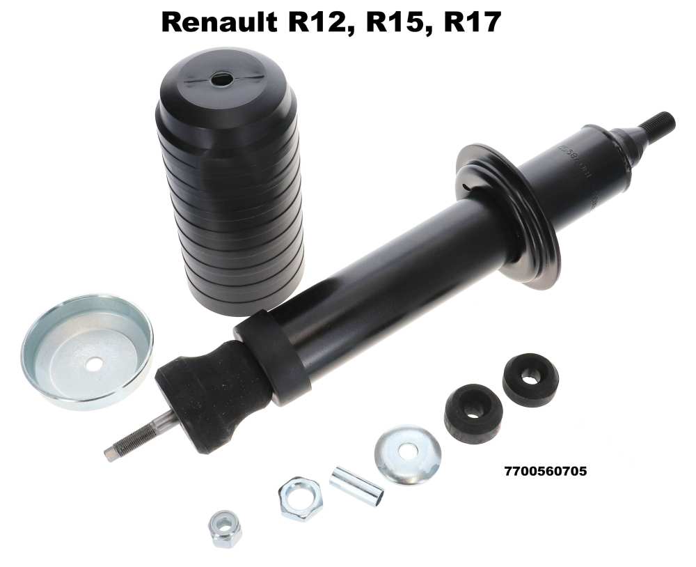 Renault - R12/R15/R17, voorste schokdemper (veerpoot) (per stuk). Geschikt voor Renault R12, R15, R1